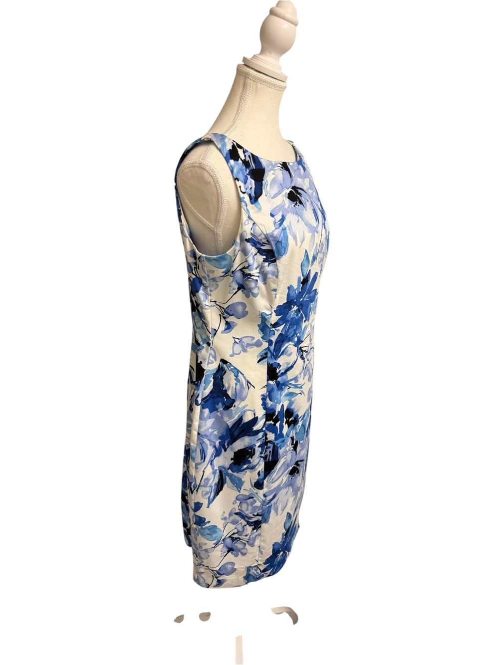 Chaps Blue and White Floral Midi Sheath Dress - Picture 3 of 10